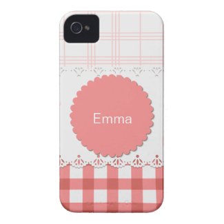 Plaid {pink} Personalized Iphone 4 Case-mate Cases