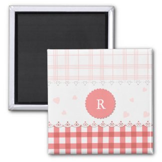 Plaid {pink} Personalized Magnet