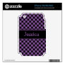 This iPhone skin can be CUSTOMIZED by YOU.Simply click on the "Customize It " button right below the products image. From there you will be able to add text, change the font, font color, move the text around and add images of your own Have fun creating your one of a kind product. Plaid Purple/Black iPhone 2G/3G/3GS Skin
