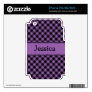 This iPhone skin can be CUSTOMIZED by YOU.Simply click on the "Customize It " button right below the products image. From there you will be able to add text, change the font, font color, move the text around and add images of your own Have fun creating your one of a kind product. Plaid Purple/Black iPhone 2G/3G/3GS Skin