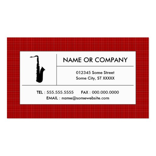plaid saxophone business cards