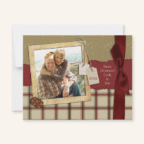 Plaid Scrap Christmas Photo Card invitations