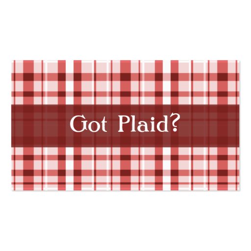 Plaid Splash Profile Card: Brick Red Business Card Templates (back side)