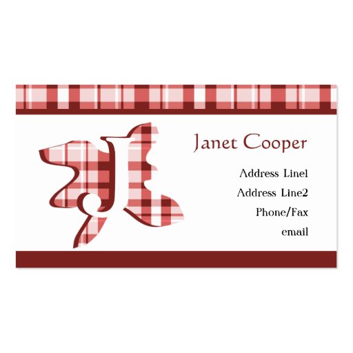 Plaid Splash Profile Card: Brick Red Business Card Templates (front side)