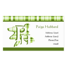 Plaid Splash Profile Card: Green Business Cards