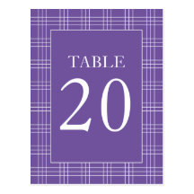 Plaid Table Numbers (Plum Purple / White) Postcard
