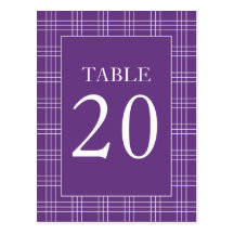 Plaid Table Numbers (Purple / White) Postcard