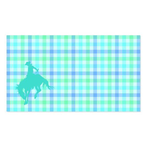 Plaid Turquoise Cowboy Business Card Templates (front side)