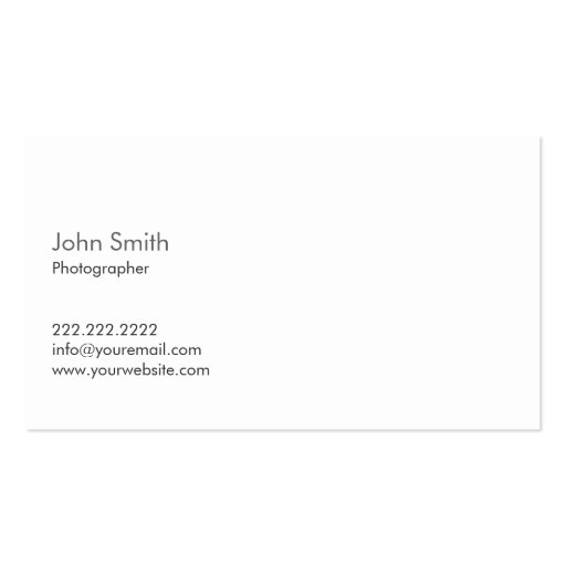 Plain 18% Gray Card Photographer Business Card (back side)