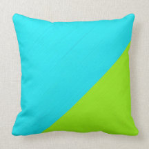 Plain aqua (cyan) and lime background throw pillows