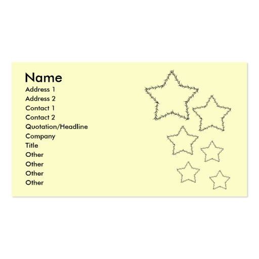 Plain barbwire star business cards