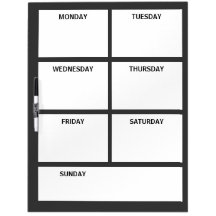 Plain Basic Simple Black White Days of the Week Dry Erase Board