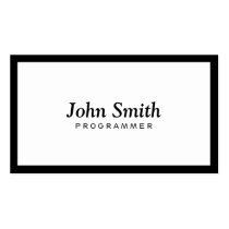 Plain Black Border Programmer Business Card