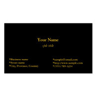 plain, black business card with golden font business card templates
