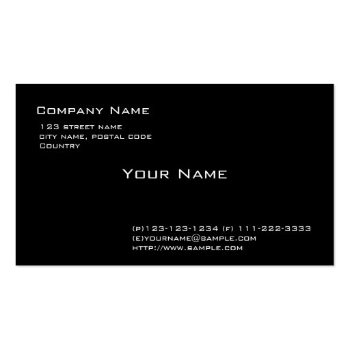 Plain black business cards (front side)