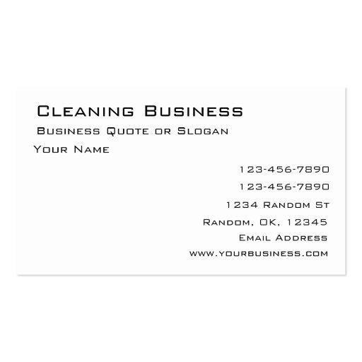 Plain black cleaning customizable business cards (back side)