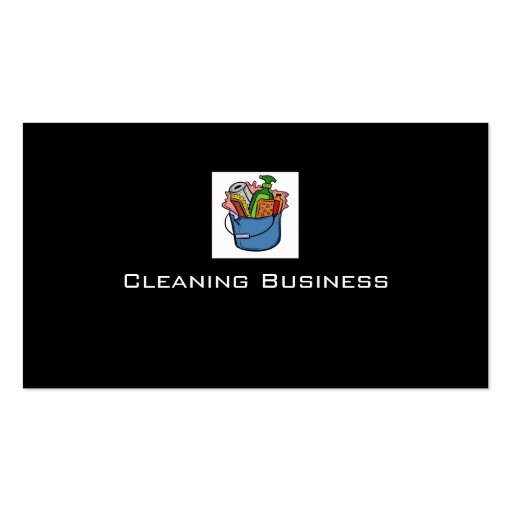 Plain black cleaning customizable business cards (front side)