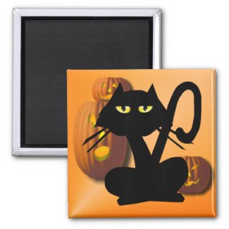 Plain Black Kitty Halloween Magnet magnet
