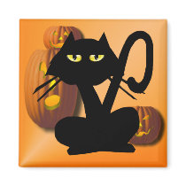 Plain Black Kitty Halloween Magnet magnets
