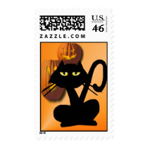 Plain Black Kitty Halloween Postage postage