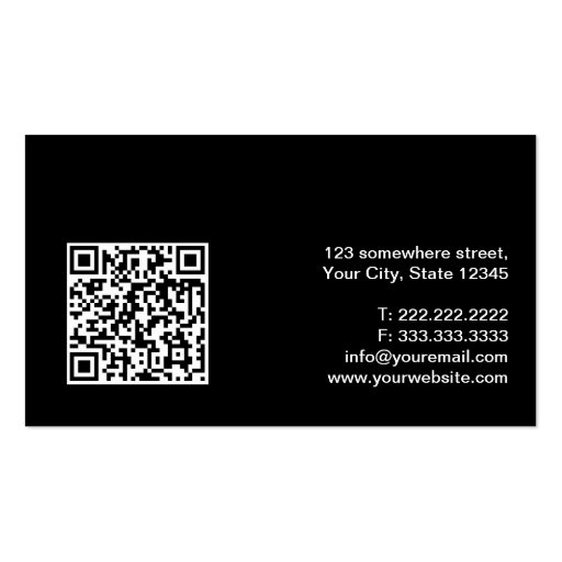 Plain Black QR Code Landscaping Business Card (back side)