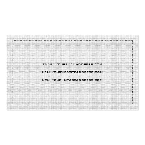 Plain Black & White Simple Linen Texture Business Card Template (back side)