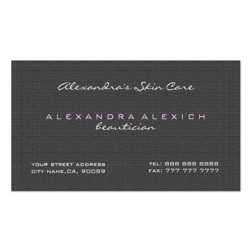 Plain Black & White Simple Linen Texture Business Card Template (front side)