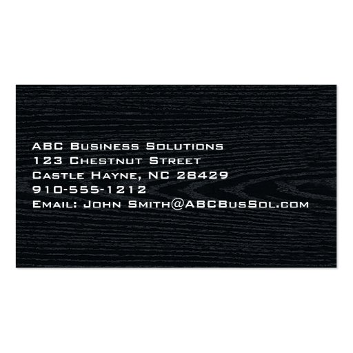 Plain Black Wood Professional Business Cards (back side)