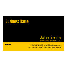 Plain Black & Yellow Funeral Business Card