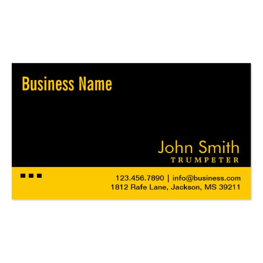Plain Black & Yellow Trumpeter Business Card (front side)