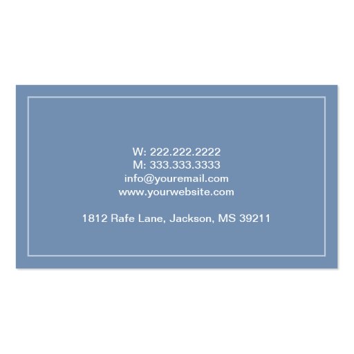 Plain Blue Anesthesiologist Business Card (back side)