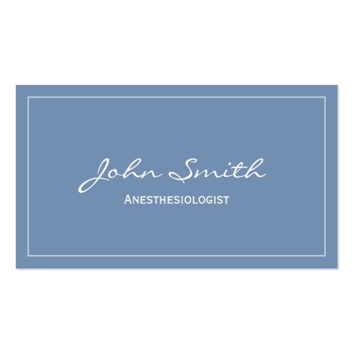Plain Blue Anesthesiologist Business Card (front side)