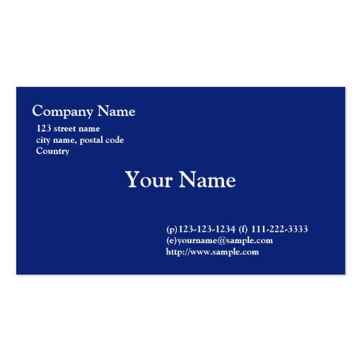 plain blue business card (front side)