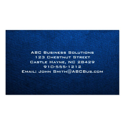 Plain Blue Modern Professional Business Card (back side)