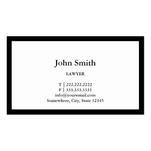 Plain Bold Border Lawyer/Attorney Business Card (back side)