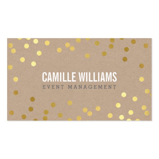 PLAIN BOLD MINIMAL confetti gold eco natural kraft Business Card Templates (front side)