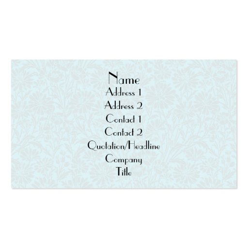 Plain damask floral pattern business card template (front side)