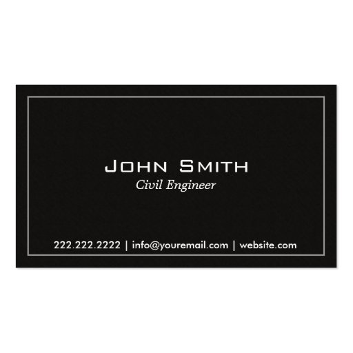 Plain Dark Civil Engineer Business Card (front side)