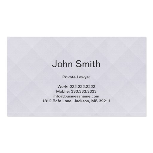 Plain Diamond Pattern Lawyer Business card (back side)