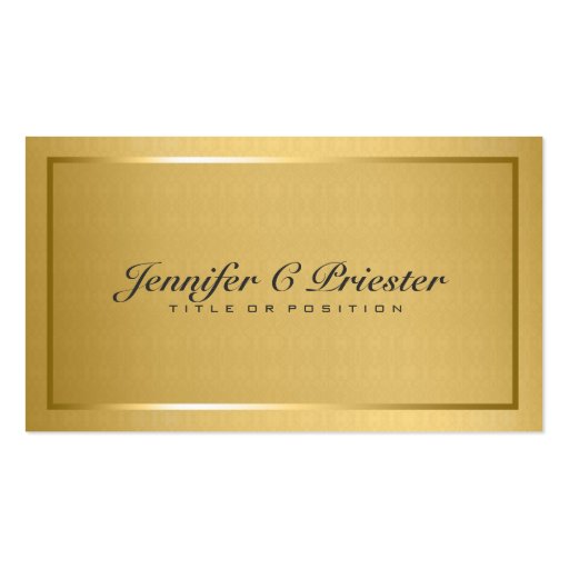 Plain Elegant Metallic Gold And Black 2 Business Cards (front side)