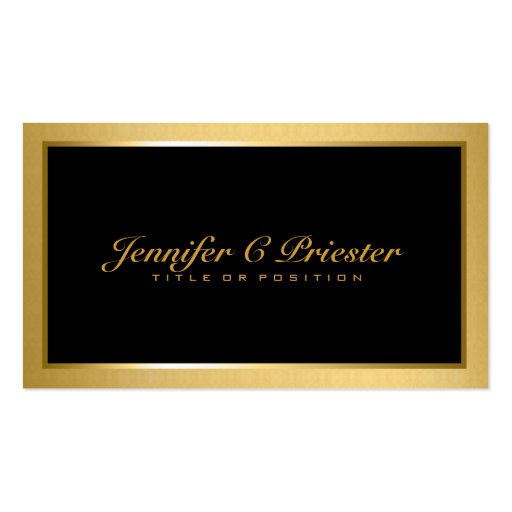 Plain Elegant Metallic Gold And Black Business Card Template (front side)