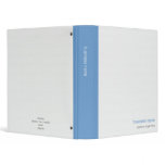 Plain Elegant Modern Simple Blue Stripe on White Vinyl Binder