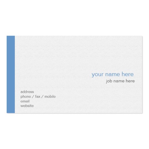 Plain Elegant Modern Simple Blue Stripe on White Business Cards (back side)