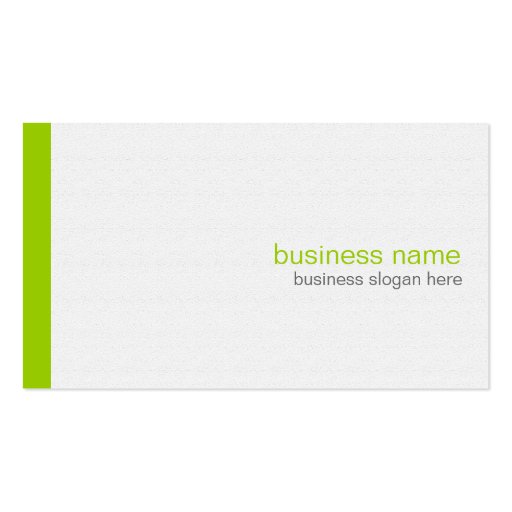 Plain Elegant Modern Simple Green Stripe on White Business Card (front side)