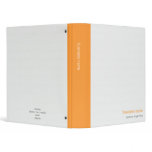 Plain Elegant Modern Simple Orange Stripe on White 3 Ring Binder