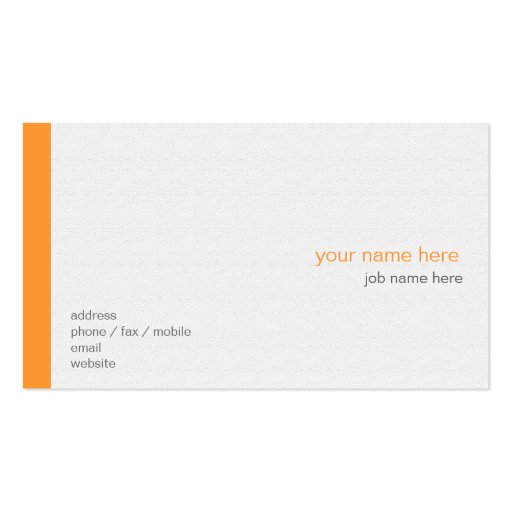 Plain Elegant Modern Simple Orange Stripe on White Business Card Template (back side)