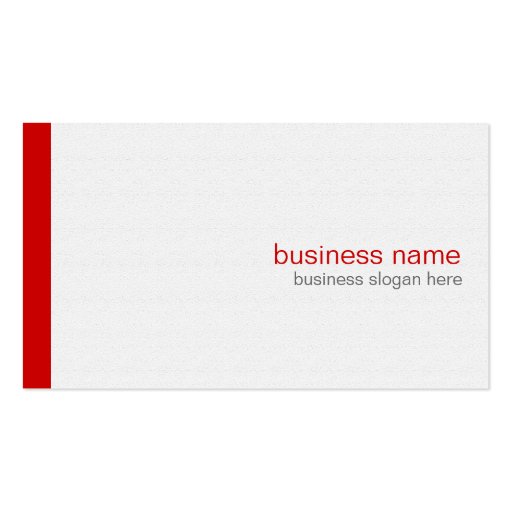 Plain Elegant Modern Simple Red Stripe on White Business Card (front side)