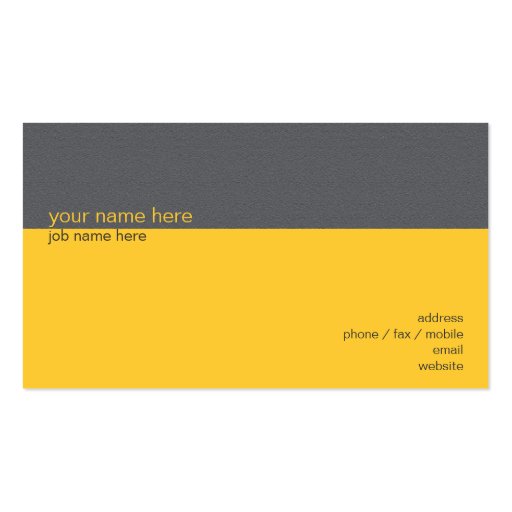 Plain Elegant Simple Yellow / Grey Stripe Business Card Template (back side)