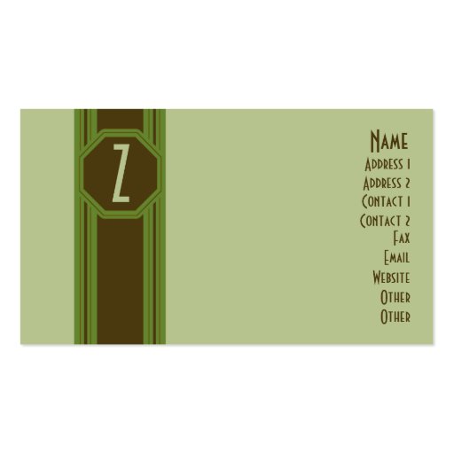 Plain Green & Brown Business Card (front side)