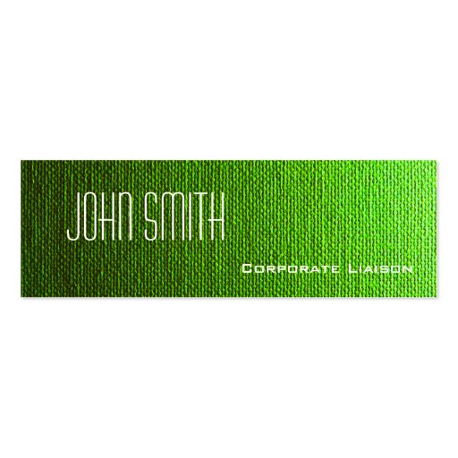 Plain Green Canvas Slim Modern Business Cards Business Card Templates (front side)